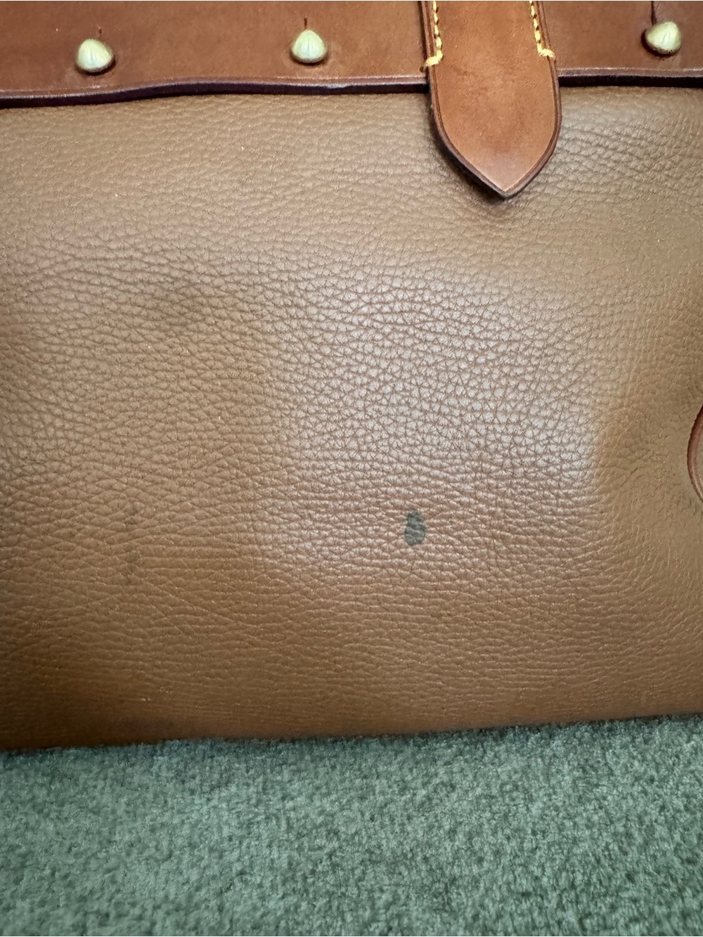 Dooney & Bourke Brown Pebble Leather Satchel with Cognac Trim - Picture 7 of 12